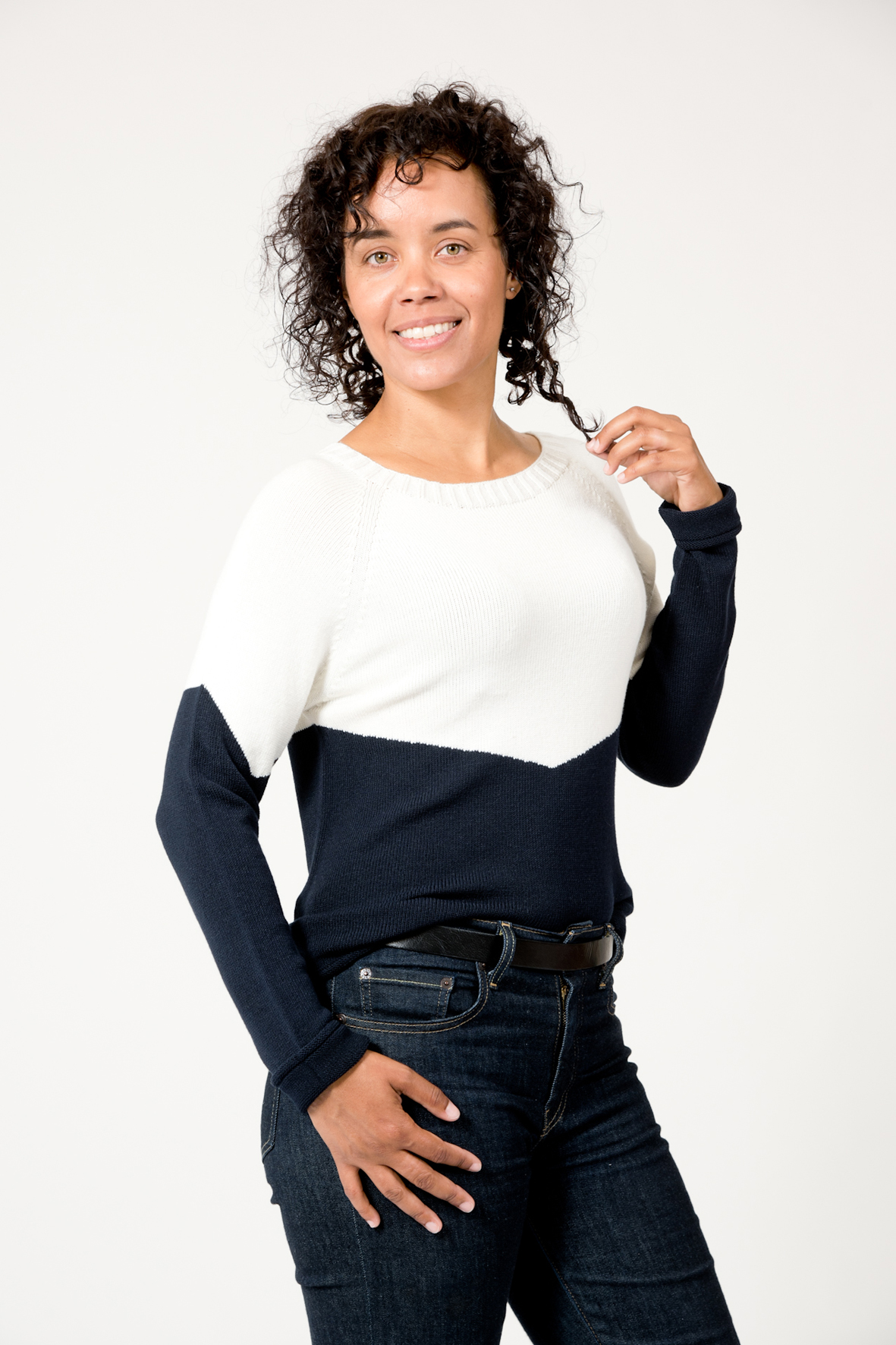 Pull bicolore marine